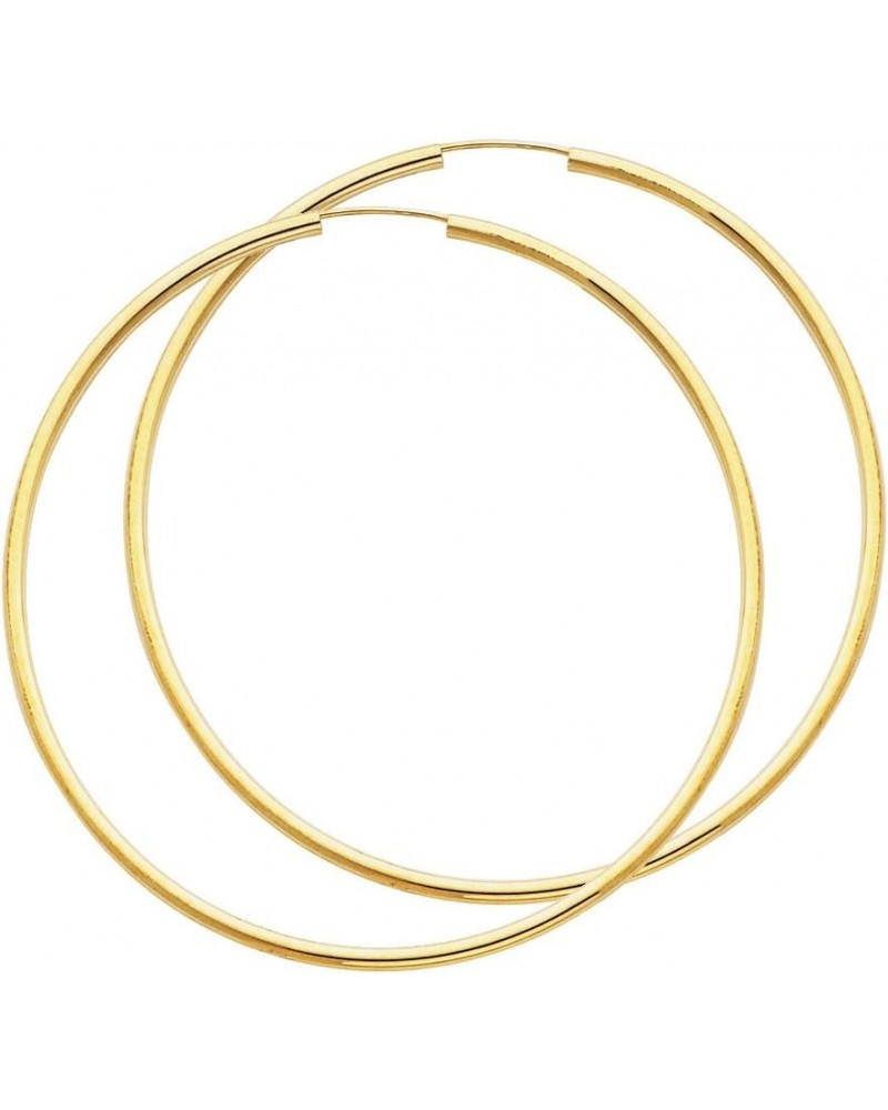 TWJC 14k REAL Yellow Gold 2mm Thickness Endless Hoop Earrings - 9 Different Size Available 65 mm $46.06 Earrings