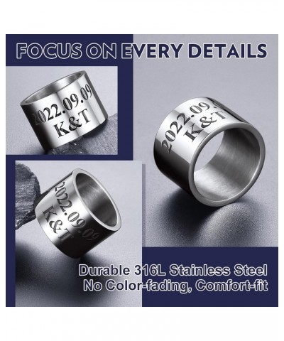 Custom Rings for Women Men, Stainless Steel Personalized Old English Any Text Engraved Rings 9MM/15MM Rotatable Polished Tube...