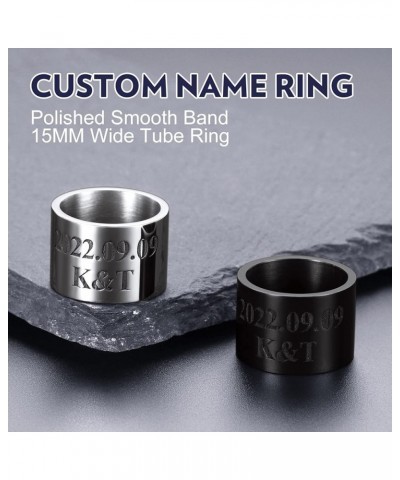 Custom Rings for Women Men, Stainless Steel Personalized Old English Any Text Engraved Rings 9MM/15MM Rotatable Polished Tube...