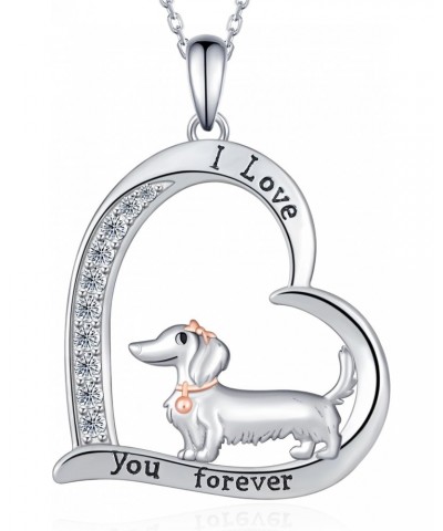 Dachshund Necklace 925 Sterling Silver Dog Pendant Necklace Cute Animal Dog Jewelry Gifts for Women Girls Dog Lover $26.94 Ne...