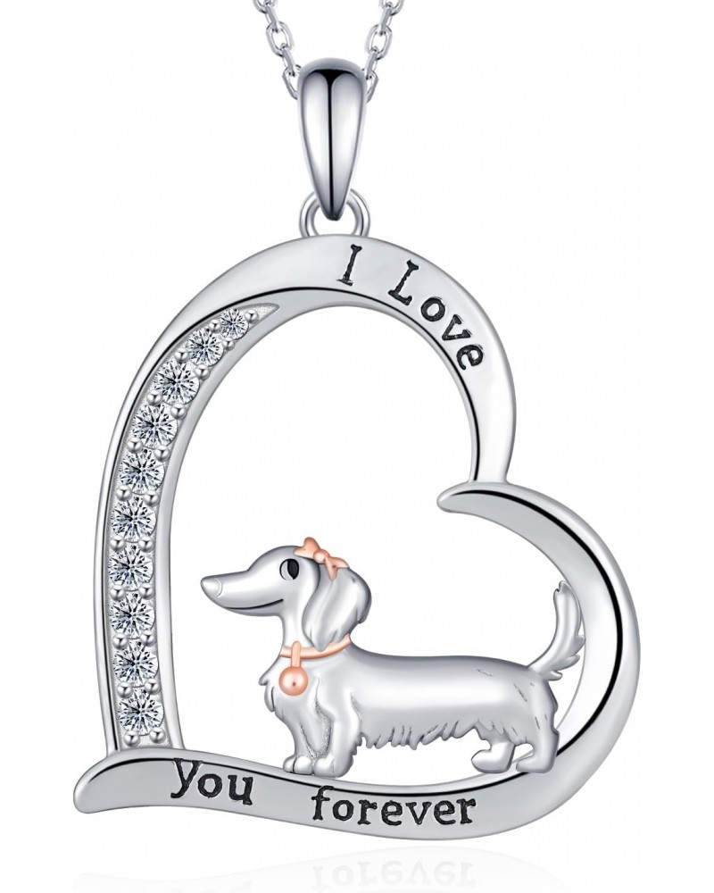 Dachshund Necklace 925 Sterling Silver Dog Pendant Necklace Cute Animal Dog Jewelry Gifts for Women Girls Dog Lover $26.94 Ne...