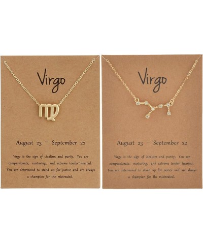 2Pcs Gold Zodiac Necklace Set 12 Constellation Moon Pendant Necklace Zodiac Jewelry Gifts Virgo $7.64 Necklaces