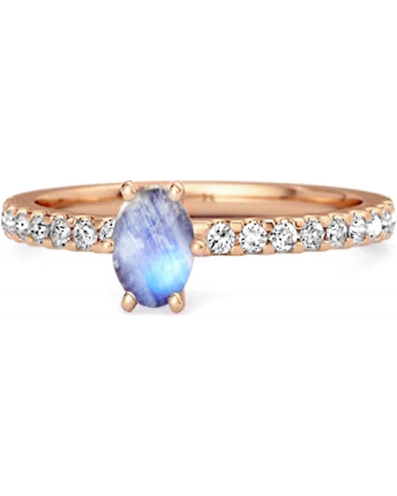 Multi Choice Your Gemstone 925 Sterling Silver 0.25 Ctw Rose Gold Plated Solitaire Accent Dazzling Ring Moonstone $19.53 Rings