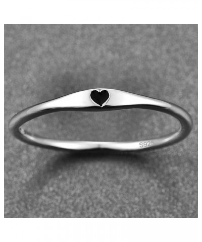 925 Sterling Silver Simple Carve Heart Wedding Band Stackable Promise Ring for Her Size 5-10 5 1 PCS A-Silver-Black $10.59 Rings