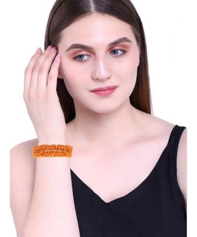 Fashion Jewelry Indian Bollywood Gold Tone Crystal Beaded Bracelets Bangle Set (2 Pieces) For Women, 2-8, Alloy Orange Color ...