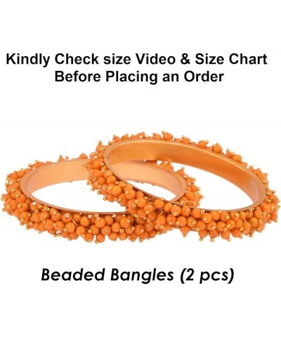 Fashion Jewelry Indian Bollywood Gold Tone Crystal Beaded Bracelets Bangle Set (2 Pieces) For Women, 2-8, Alloy Orange Color ...