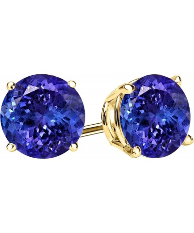 1/2-10 Carat Total Weight Natural Tanzanite Stud Earrings 4 Prong Push Back 5.01 Carat 14K Yellow Gold $1.00 Earrings