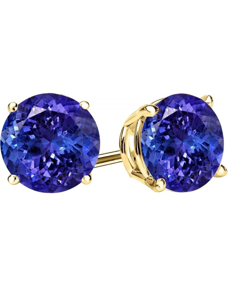 1/2-10 Carat Total Weight Natural Tanzanite Stud Earrings 4 Prong Push Back 5.01 Carat 14K Yellow Gold $1.00 Earrings