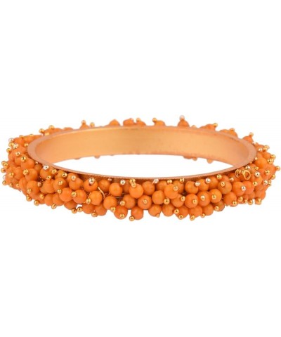 Fashion Jewelry Indian Bollywood Gold Tone Crystal Beaded Bracelets Bangle Set (2 Pieces) For Women, 2-8, Alloy Orange Color ...