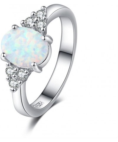 Exquisite Women's 925 Sterling Silver Ring Oval Cut Fire-Opal Diamond Jewelry Birthday Gift Bridal Party Ring(Silver，SL10) SL...