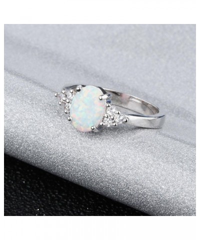 Exquisite Women's 925 Sterling Silver Ring Oval Cut Fire-Opal Diamond Jewelry Birthday Gift Bridal Party Ring(Silver，SL10) SL...