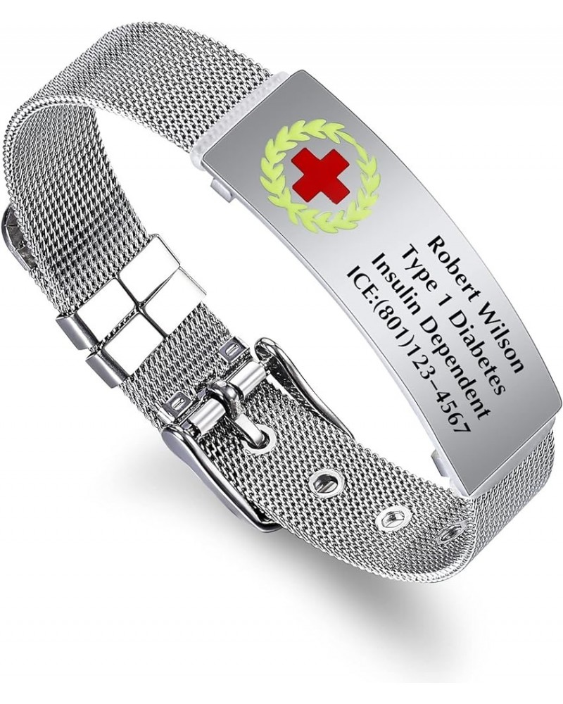 Personalized Medical Alert Bracelets for Women Free Engraving, Custom Medical ID Bracelets for Women Girls, Stainless Steel M...