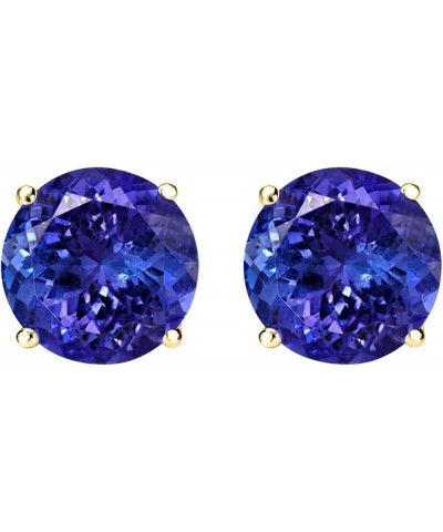 1/2-10 Carat Total Weight Natural Tanzanite Stud Earrings 4 Prong Push Back 5.01 Carat 14K Yellow Gold $1.00 Earrings