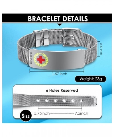 Personalized Medical Alert Bracelets for Women Free Engraving, Custom Medical ID Bracelets for Women Girls, Stainless Steel M...