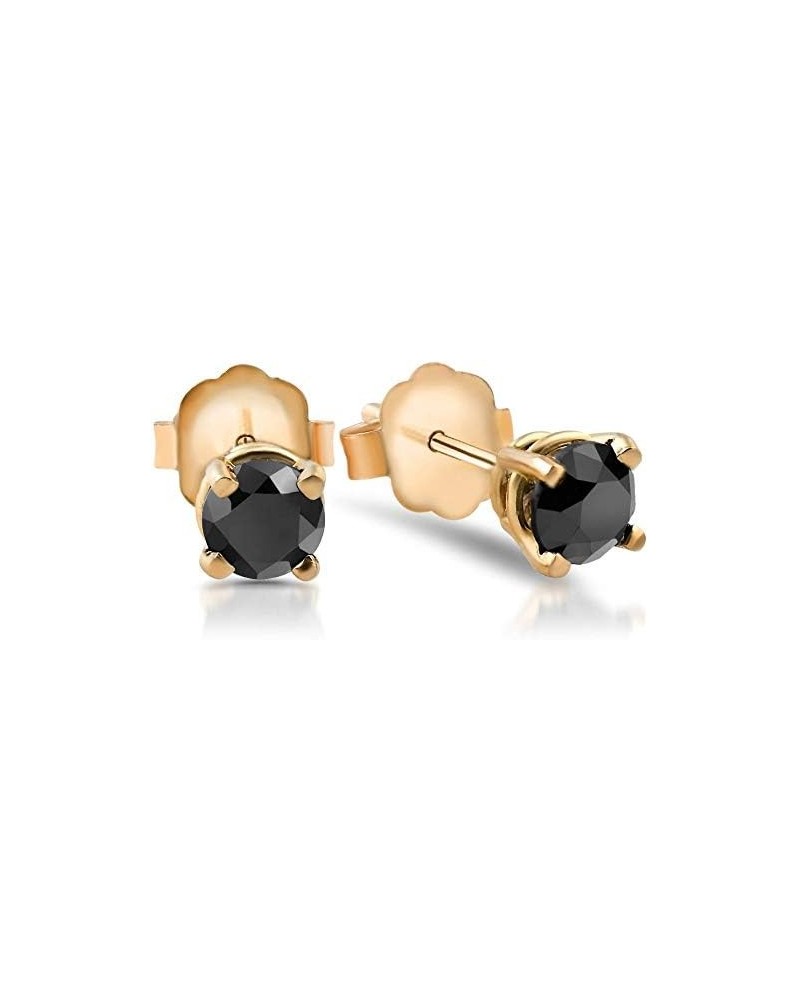 14k White or Yellow Gold 1/2 Ct T.W. Black Round-Cut Diamond Studs Women's Earrings Brilliant Cut Yellow Gold $43.75 Earrings