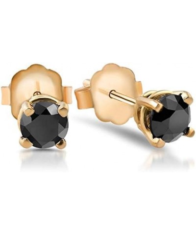 14k White or Yellow Gold 1/2 Ct T.W. Black Round-Cut Diamond Studs Women's Earrings Brilliant Cut Yellow Gold $43.75 Earrings