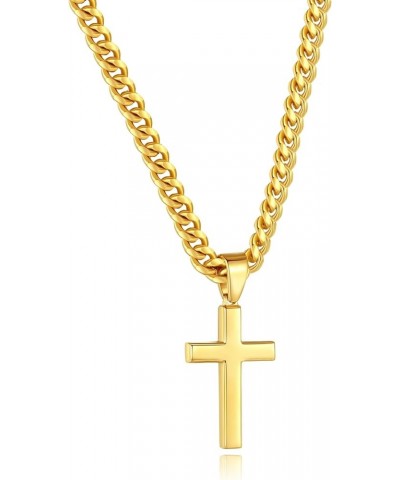 Simple Cross Necklace for Men Women with 18-26 Inch Chunky Cuban Chain, Durable Stainless Steel Black Gold Silver Cross Penda...