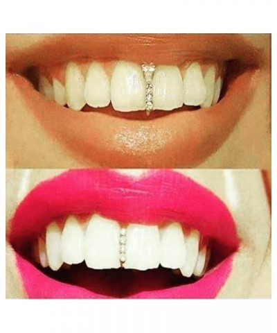 2 Pcs 18K Gold Plated Hip Hop Teeth Grillz Caps Iced Out CZ Gap Grillz Single Tooth Top or Bottom Grills for Your Teeth Grill...