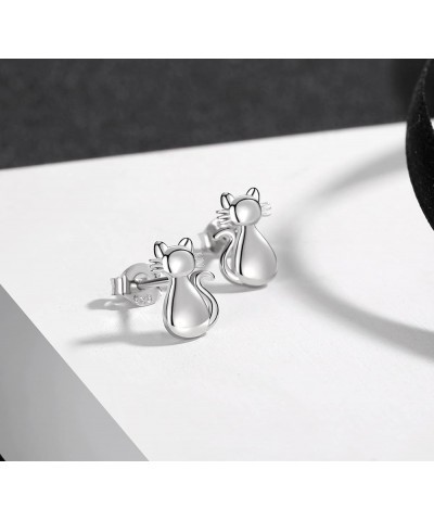 925 Sterling Silver Cat Necklace Rings Earrings for Woman and Girls Animal Pet Theme Design Gift Jewelry cat earring $18.47 R...