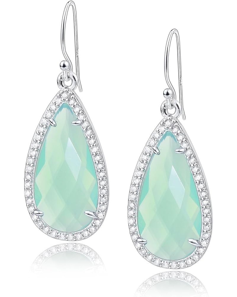 Teardrop Dangle Earrings for Women Silver Earrings for Women green $14.37 Earrings