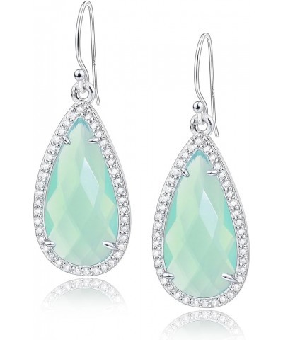 Teardrop Dangle Earrings for Women Silver Earrings for Women green $14.37 Earrings