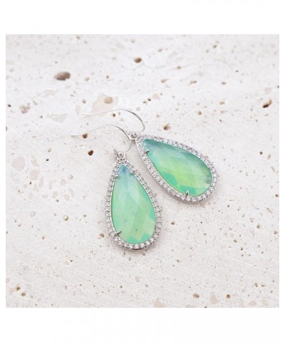 Teardrop Dangle Earrings for Women Silver Earrings for Women green $14.37 Earrings