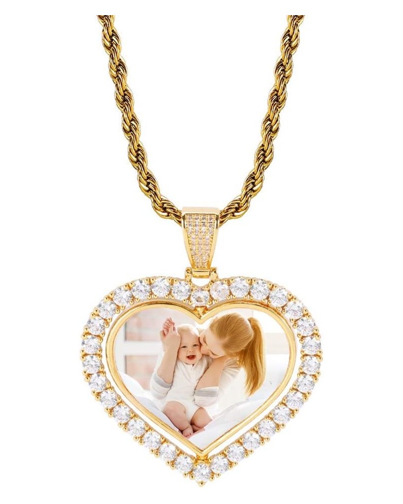 Custom Personalized Picture/Photo Pendant Necklace for Men and Women Hip-Hop Jewelry Golden-Heart $16.38 Necklaces