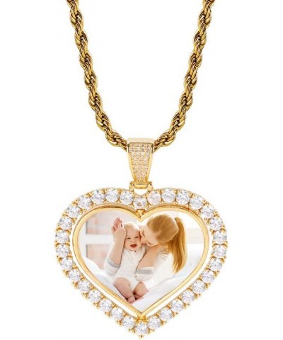 Custom Personalized Picture/Photo Pendant Necklace for Men and Women Hip-Hop Jewelry Golden-Heart $16.38 Necklaces