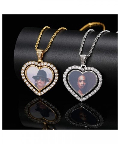 Custom Personalized Picture/Photo Pendant Necklace for Men and Women Hip-Hop Jewelry Golden-Heart $16.38 Necklaces