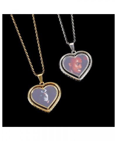 Custom Personalized Picture/Photo Pendant Necklace for Men and Women Hip-Hop Jewelry Golden-Heart $16.38 Necklaces