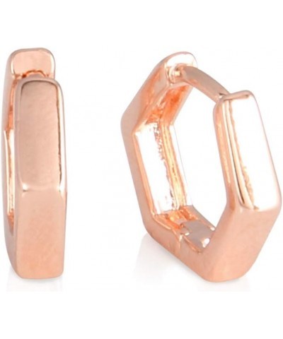 14K Gold Plated Huggie Stud | Cuff Earrings Small Hoop Earrings for Women Hexagon_RoseGold $9.33 Earrings