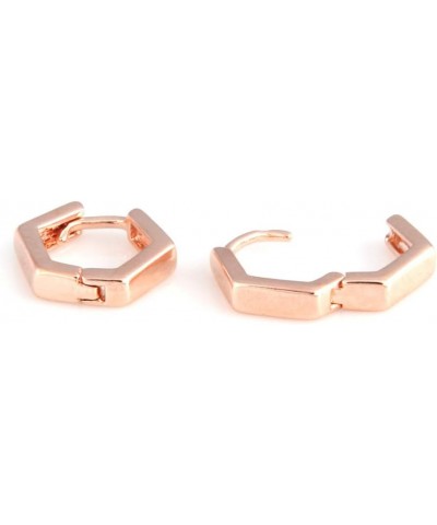 14K Gold Plated Huggie Stud | Cuff Earrings Small Hoop Earrings for Women Hexagon_RoseGold $9.33 Earrings