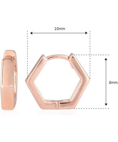 14K Gold Plated Huggie Stud | Cuff Earrings Small Hoop Earrings for Women Hexagon_RoseGold $9.33 Earrings