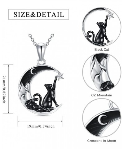 Gothic Jewelry Bat/Cat/Wolf/Dragon/Owl/Fox/Spider/Sun Pendant Sterling Silver Crescent Moon Necklace for Women Girls Black Je...