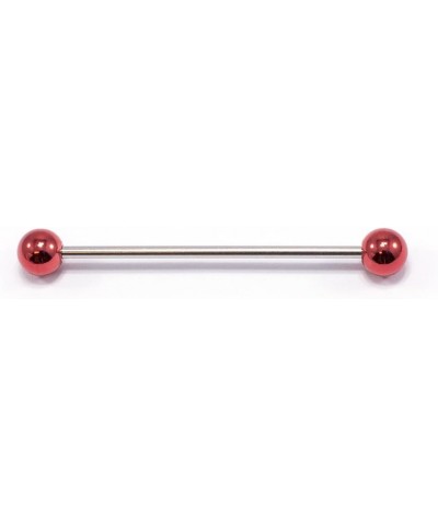 14 Gauge Industrial Barbell Cartilage Earring Body Piercing Jewelry Surgical Steel with Ip Plated balls 38mm Sold Each Red $5...