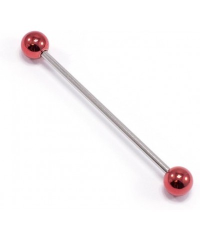 14 Gauge Industrial Barbell Cartilage Earring Body Piercing Jewelry Surgical Steel with Ip Plated balls 38mm Sold Each Red $5...