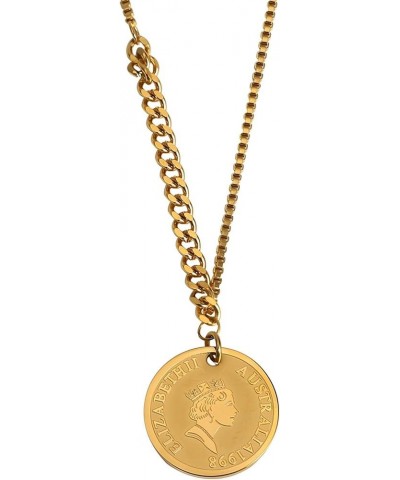 Tongu Coin Necklace 18k Gold Plated Womens Jewelry Vintage Textured Medallion Coin Pendant Round Circle Disk Dainty Necklace ...