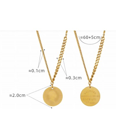 Tongu Coin Necklace 18k Gold Plated Womens Jewelry Vintage Textured Medallion Coin Pendant Round Circle Disk Dainty Necklace ...