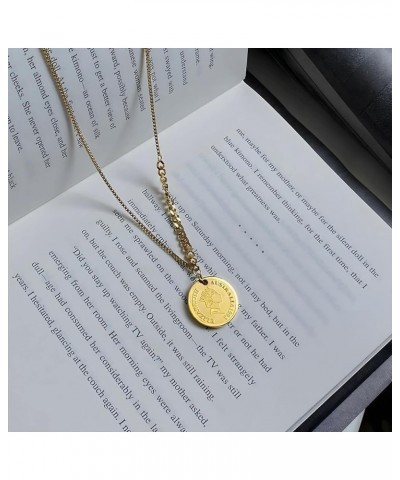 Tongu Coin Necklace 18k Gold Plated Womens Jewelry Vintage Textured Medallion Coin Pendant Round Circle Disk Dainty Necklace ...