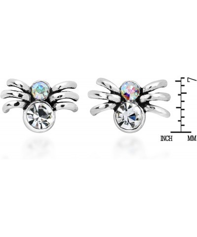 Delightful Crystal Spider Round White Cubic Zirconia .925 Unique Sterling Silver Stud Earrings for Woman $7.40 Earrings