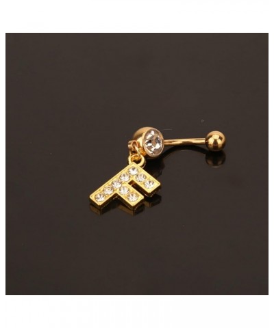 14G Stainless Steel Belly Button Ring Gold Letter Belly Rings for Women Alphabet Dangle Belly Button Piercing Navel Belly Pie...