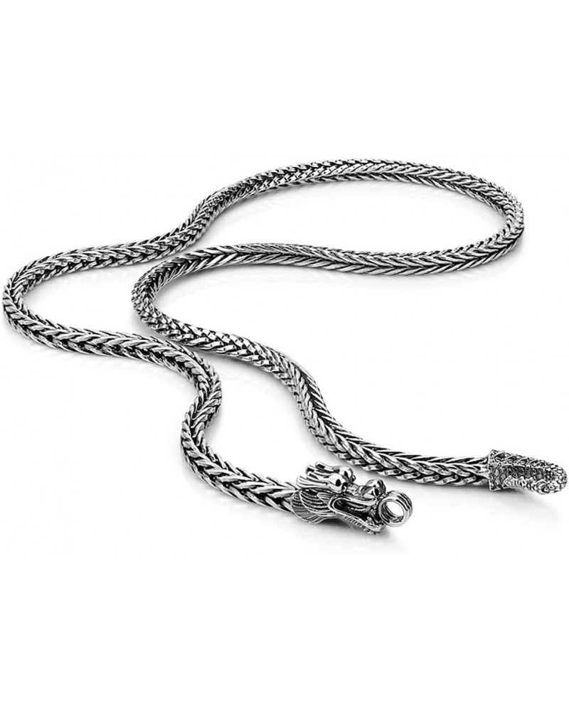 925 Sterling Silver 5MM Curb Chain Link Necklace Lifelike Dragon Necklace 20" 22" 24" 26" Inch for Men & Women Silver-Tone $4...