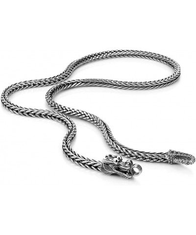 925 Sterling Silver 5MM Curb Chain Link Necklace Lifelike Dragon Necklace 20" 22" 24" 26" Inch for Men & Women Silver-Tone $4...