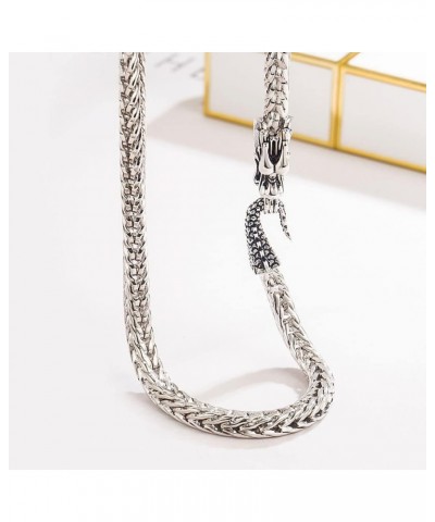 925 Sterling Silver 5MM Curb Chain Link Necklace Lifelike Dragon Necklace 20" 22" 24" 26" Inch for Men & Women Silver-Tone $4...