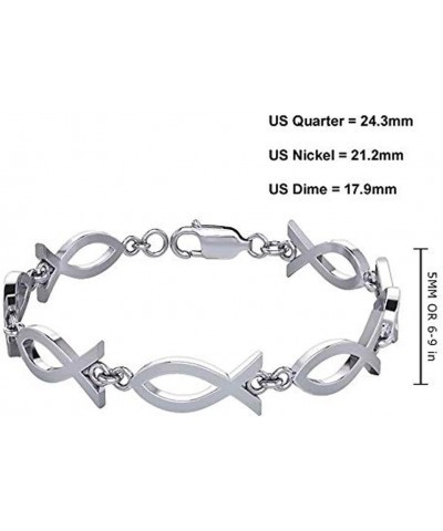 And Gems 925 Sterling Silver Ichthys Religious Jesus Fish Link Bracelet 8.5 Inches $32.25 Bracelets