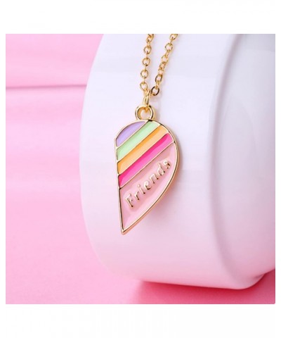 2 Pieces BFF Matching Heart Pendant Best Friend Necklace Rainbow Magnetic Friendship Necklace Gift for Best Friend Gold $7.07...