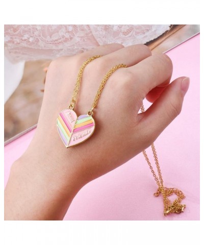 2 Pieces BFF Matching Heart Pendant Best Friend Necklace Rainbow Magnetic Friendship Necklace Gift for Best Friend Gold $7.07...