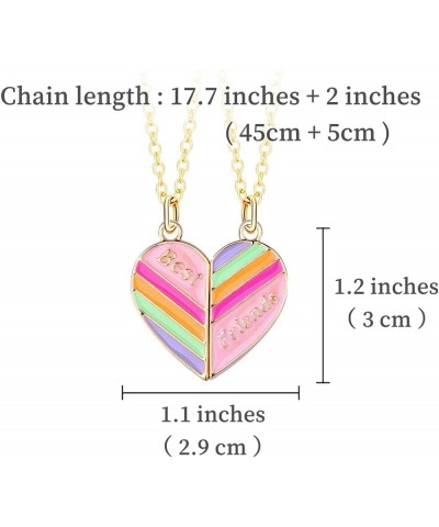 2 Pieces BFF Matching Heart Pendant Best Friend Necklace Rainbow Magnetic Friendship Necklace Gift for Best Friend Gold $7.07...