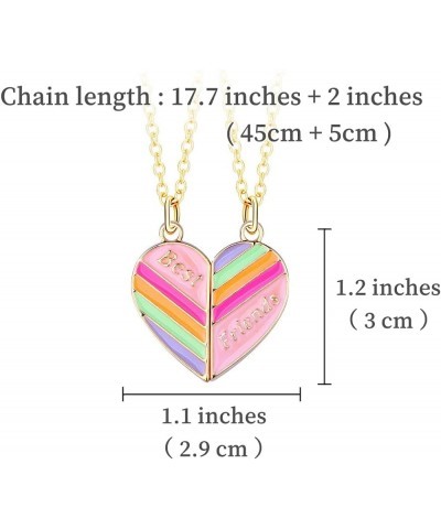 2 Pieces BFF Matching Heart Pendant Best Friend Necklace Rainbow Magnetic Friendship Necklace Gift for Best Friend Gold $7.07...