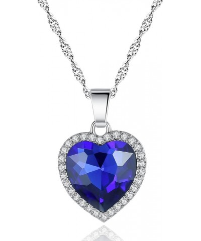 Titanic Heart Of The Ocean Love Heart Shaped Necklace With Royal Blue Crystal Pendant For Women Wife blue02 $8.54 Necklaces